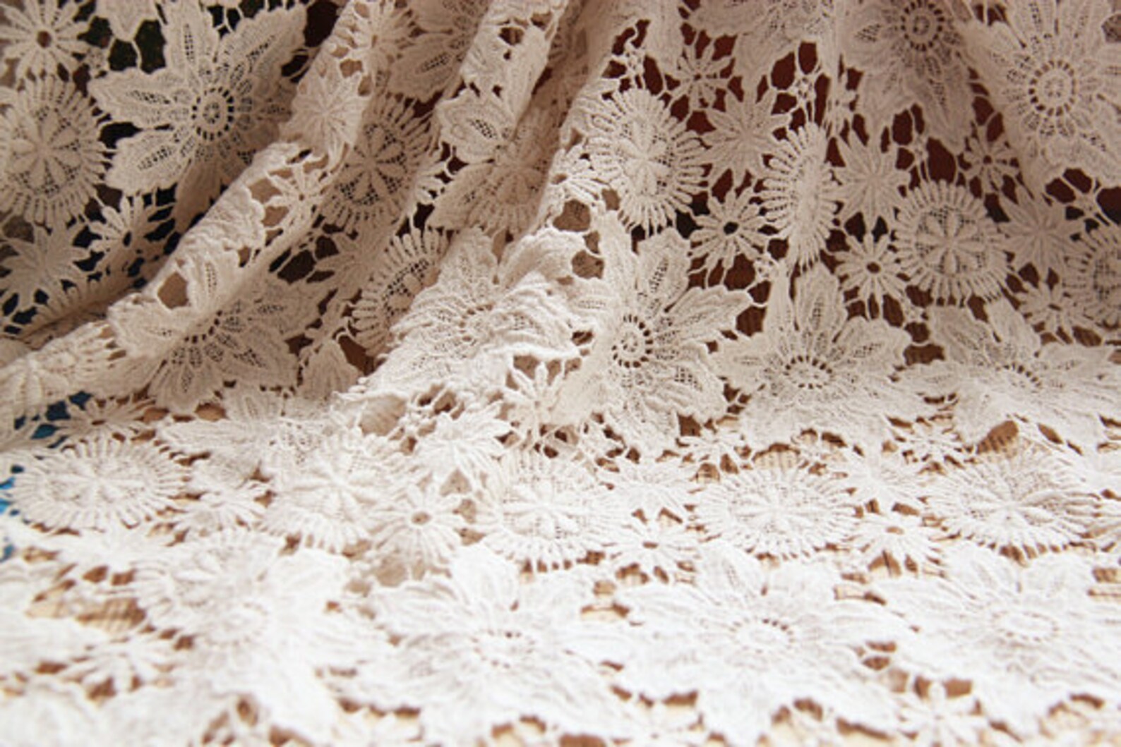 Cream Lace Fabric Cotton Lace Fabric Retro Floral Lace | Etsy