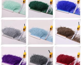 Ostrich Feather Trimming Fringe with Satin Ribbon Tape, Millinery Crafts Costumes Decoration, natural Ostrich hair feather trim