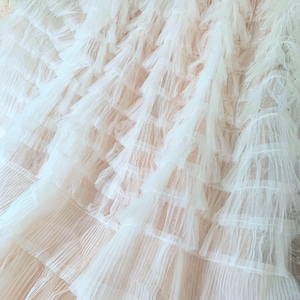 off white ruffled fabric for bridal dress