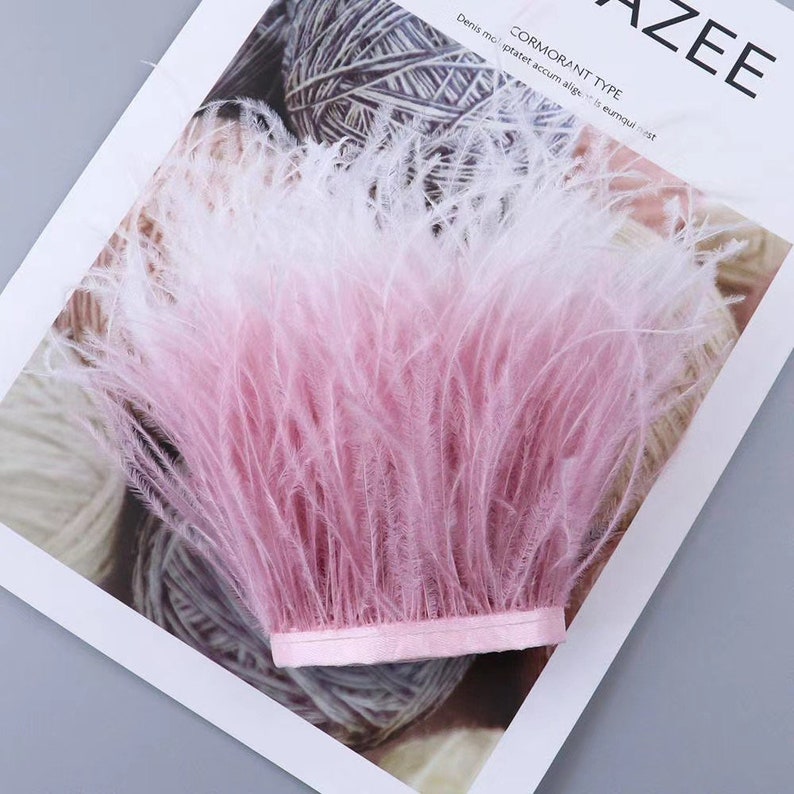 Tie dye Ostrich Feather Trim Fringe with gradient colors Etsy