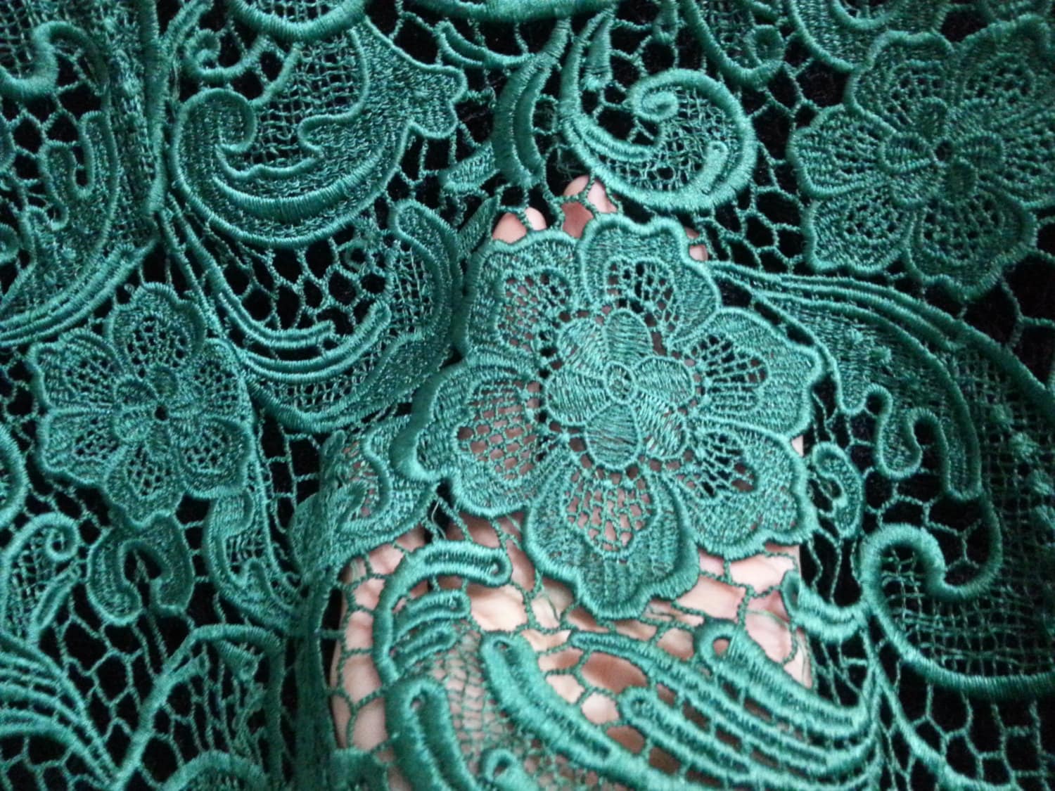 Emerald green lace fabricvenise lace fabric bridal lace Etsy