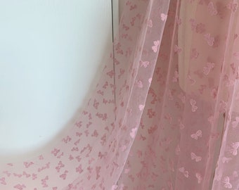 Zachte tule met fluwelen strikken mauve roze gevlokte strikken tule