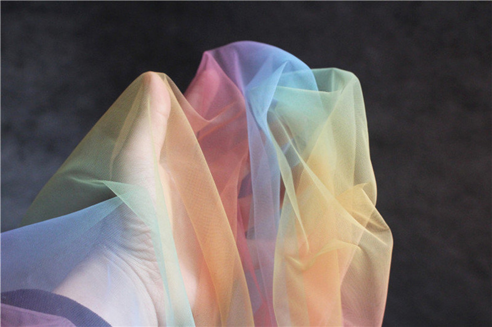 Tiedyed style tulle fabric with Gradient colors rainbow Etsy