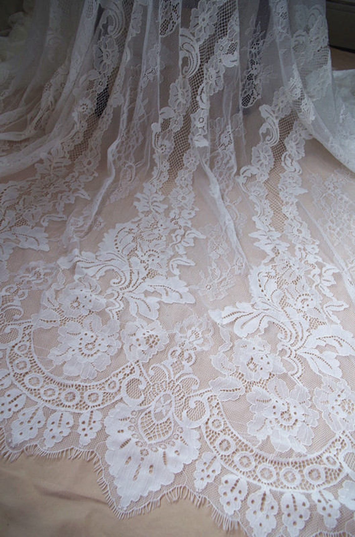 Off White Chantilly Lace Fabric by the Yard Etsy