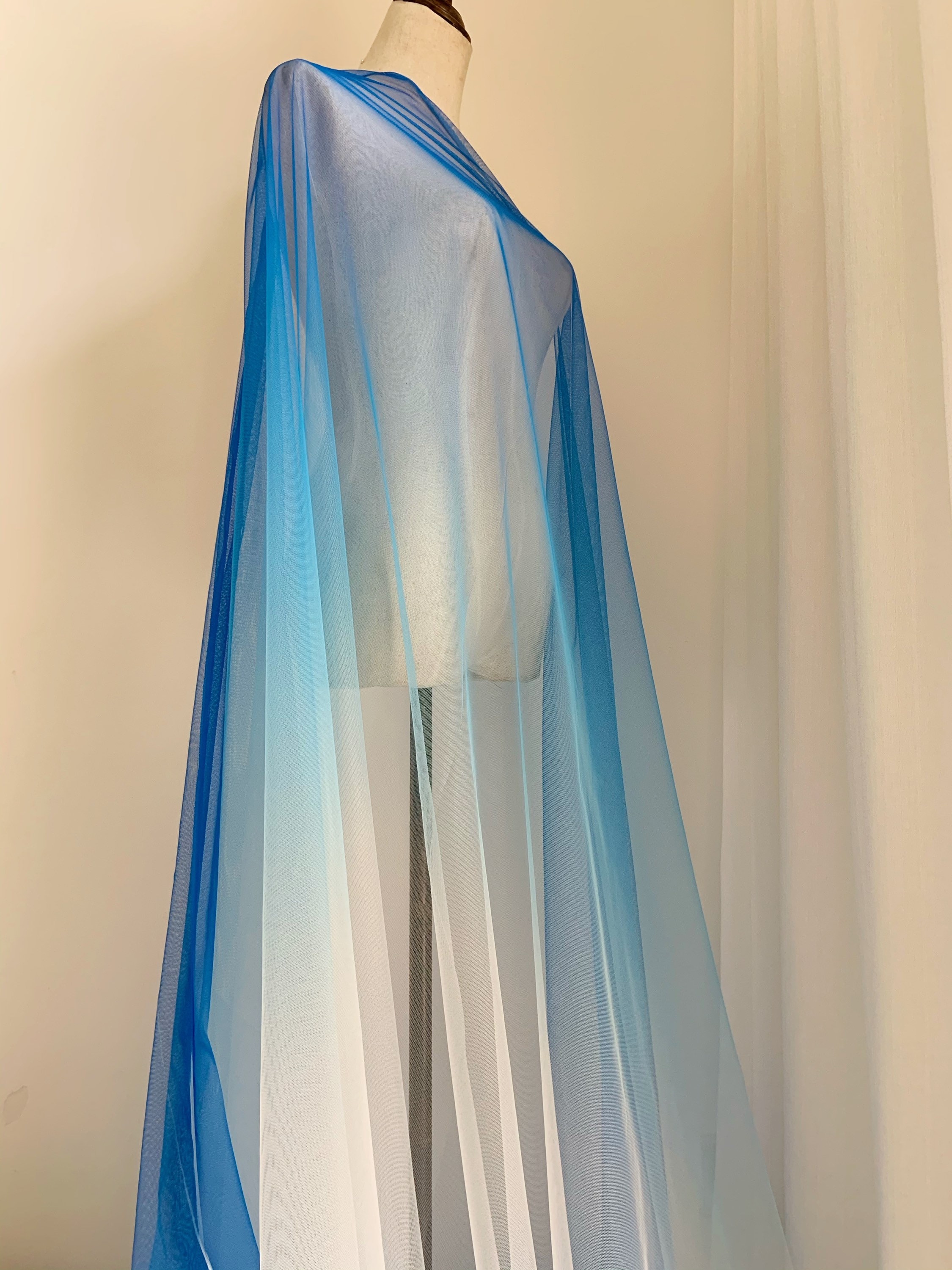 Dip dye style tulle fabric with Ombré colors blue and white Etsy