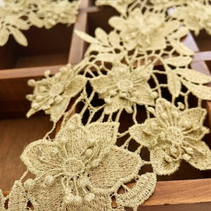 3D Gold Lace Trim with flowers