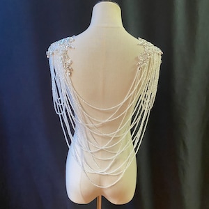 Applique de mariée en strass avec chaînes pour costume, bijoux de corps avec franges, collier pour la couture, robe de corps avec épaulettes