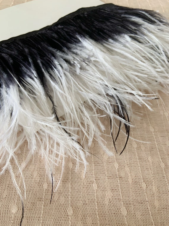 Black Ostrich Feather Trim for Dressmaking and Decor - OneYard