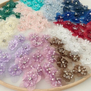 5pcs colorful handcrafted flowers applique for dress and couture, 3D florals lace applique for apareal supplies image 6