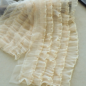 Lolita ruffled tulle trim, ruffled trim, tulle ruffles trim, tutu mesh trim, baby tutu dress trim, pleated tulle trim, frill trimming