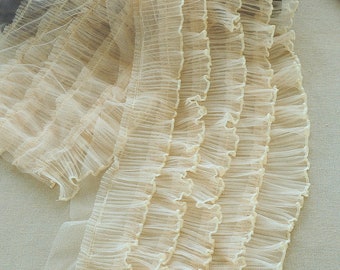 Lolita ruffled tulle trim, ruffled trim, tulle ruffles trim, tutu mesh trim, baby tutu dress trim, pleated tulle trim, frill trimming