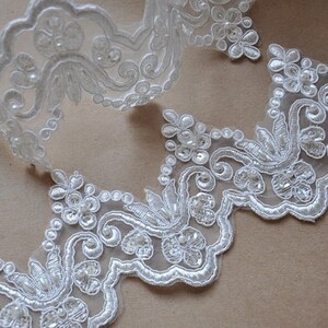Ivory Beaded And Corded Lace Carmel