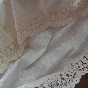 Cotton eyelet lace fabric with scallops