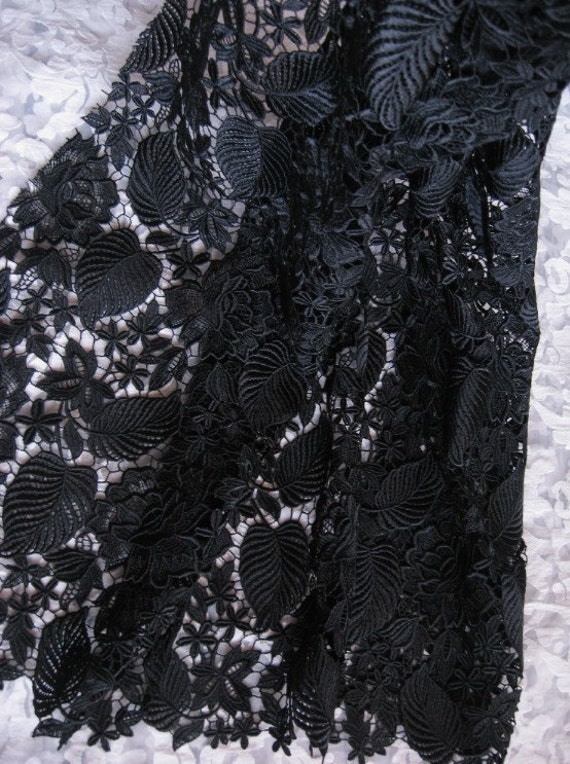 Floral Guipure Lace - Black  Black lace fabric, Lace drawing, Lace  wallpaper