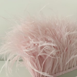light pink Ostrich Feather Trimming Fringe with Satin Ribbon Tape, 50+ colors