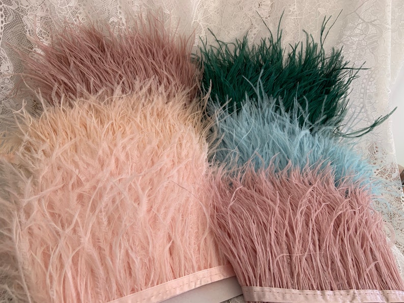 Off White Ostrich Feather Trim by the Yard 50 Colors Etsy