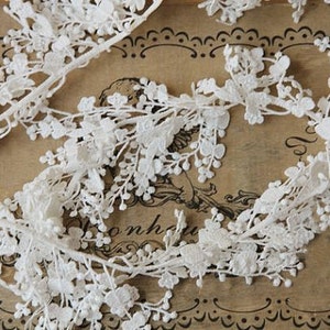 Off White Bridal Lace Trim, cascadding pizzo, pizzo guipure, collana pizzo assettare, finiture in pizzo avorio