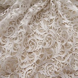 off white lace fabric, venise lace fabric, Guipure lace fabric with retro floral