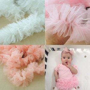 Adornos con volantes de 5.9 pulgadas de ancho, adornos de tul plisado para vestido de tutú, vestido de pastel, accesorio de boda