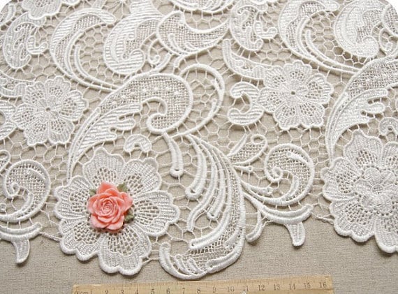Off White Lace Fabric With Retro Floral Pattern, Bridal Lace Fabric,guipure  Lace Fabric, Crochet Lace Fabric, Venise Lace Fabric -  Sweden