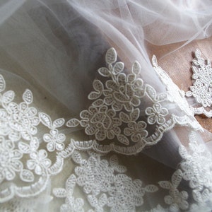 ivory alencon lace trim, ivory cord Lace Trim, bridal lace trim, bridal lace trim lace for veil image 4