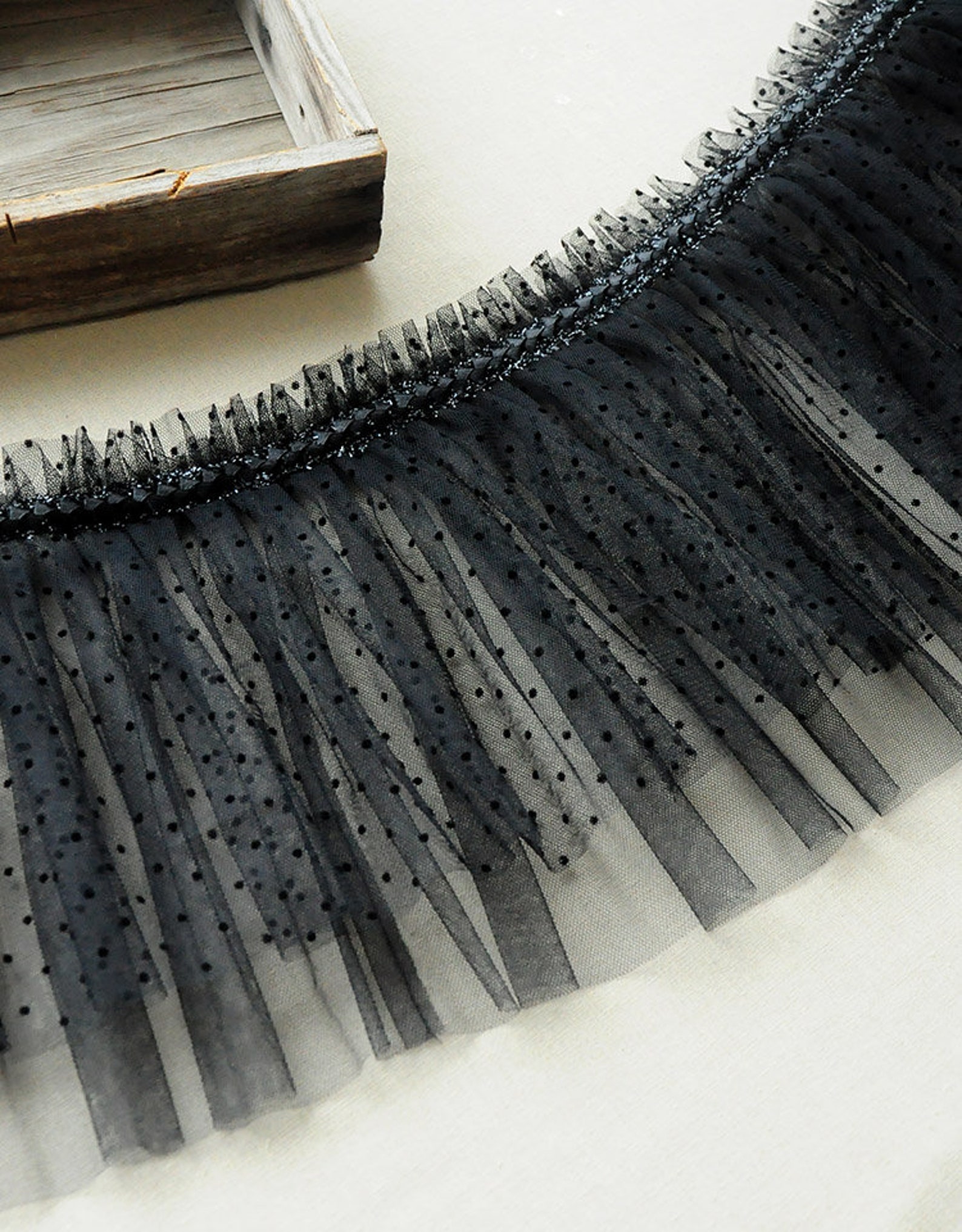 Tulle Dust Ruffle 2 Layers Tulle Ruffles With Polka Dots - Etsy