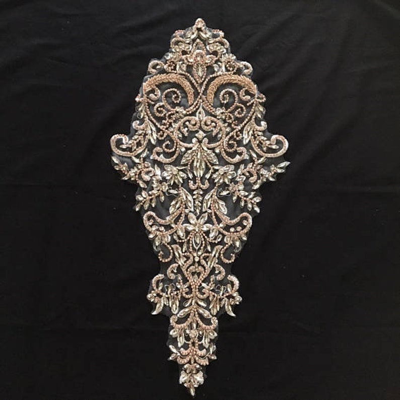 Deluxe Rhinestone Bodice Applique Gold Crystal Applique Etsy