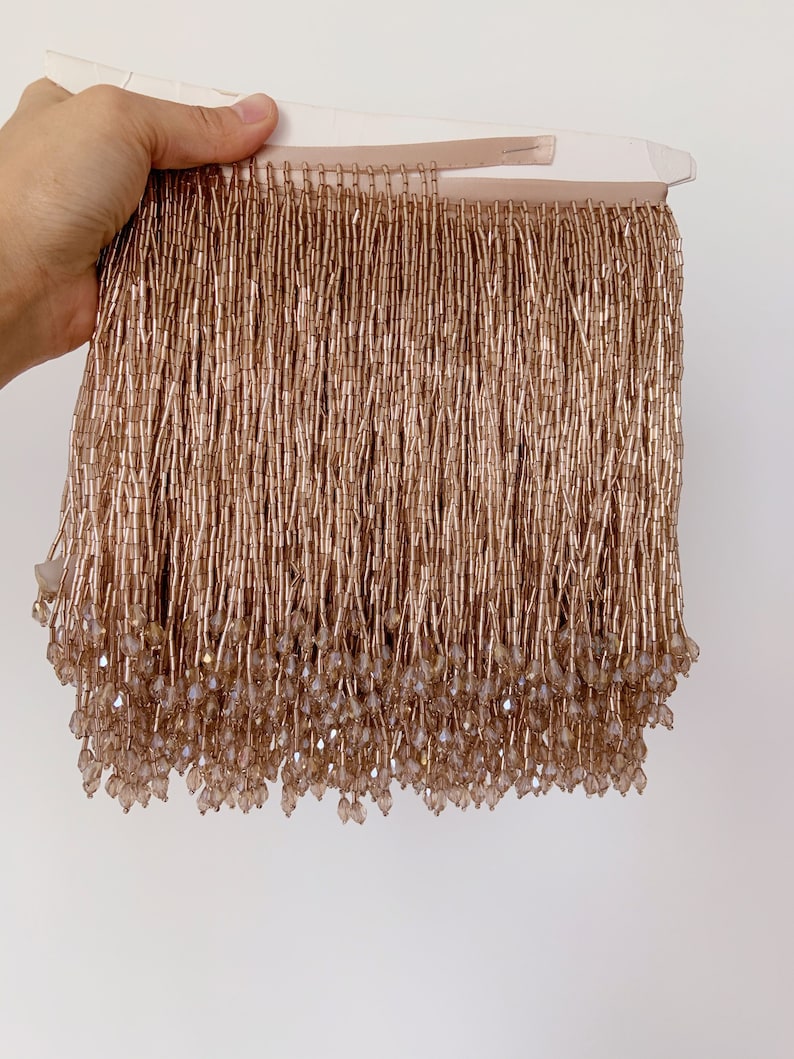Green bead fringe tassel trim for dance costume haute couture dress trimming beading fringe