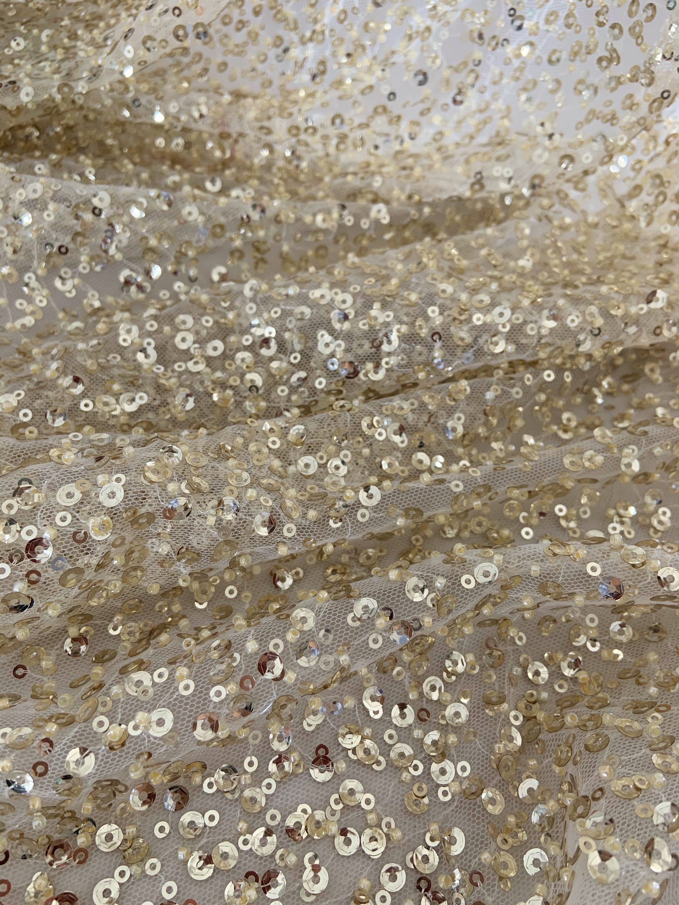 Champagne Gold Lace Fabric With Sequins Golden Bead Lace | Etsy