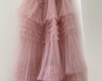 Dust mauve ruffled fabric for cake dress, bridal dress