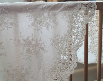 cotton lace fabric, gorgeous lace fabric with cotton scalloped edge, double motif lace fabric, cotton embroidered lace fabric