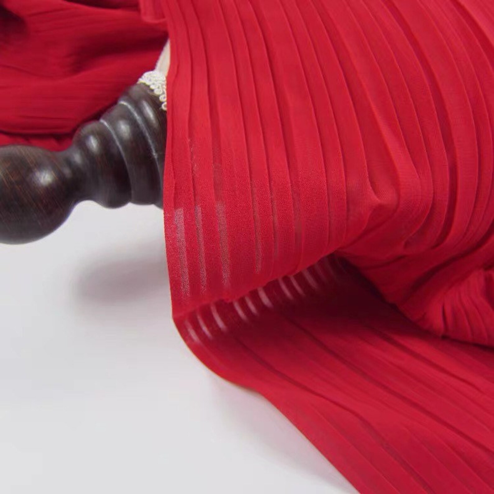 Red Accordion Pleated Fabric Creased Chiffon Fabric for Dress Etsy