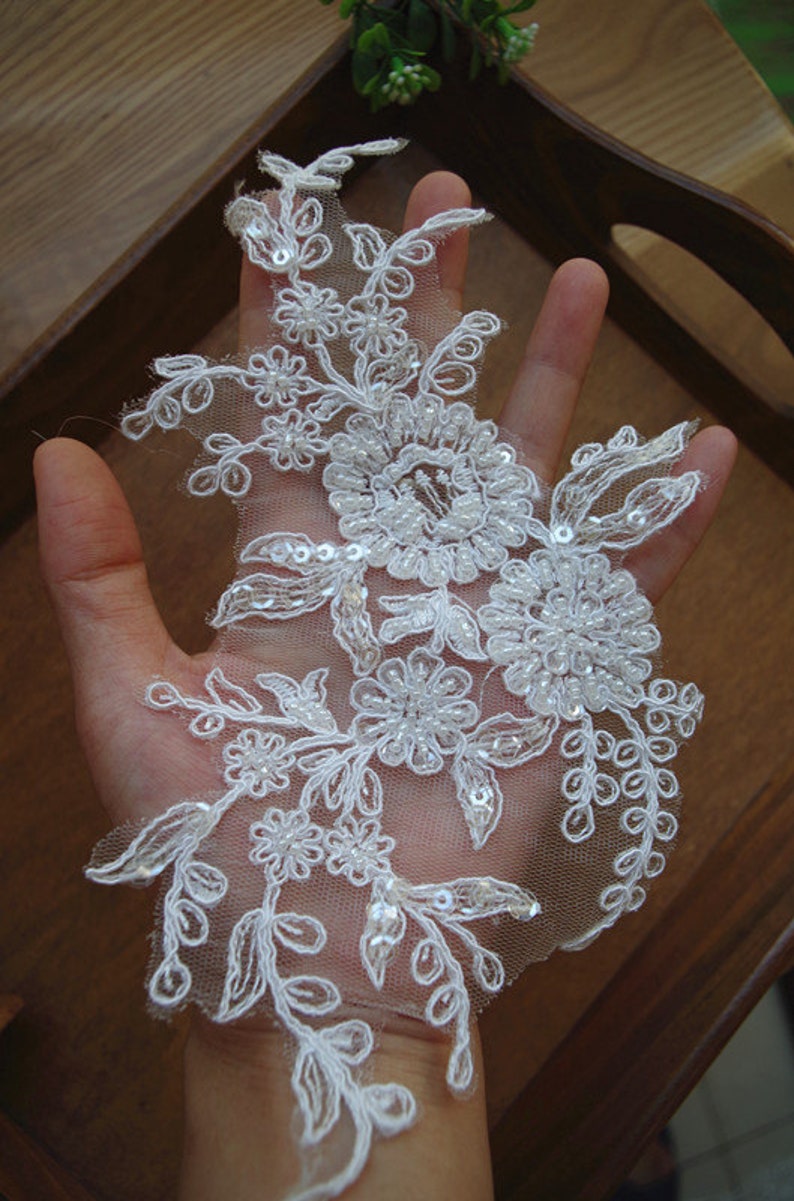 Applique In Pizzo Con Perline E Strass - Decorazione Per Abiti Da Ballo E Sposa, Nero - Foto 6