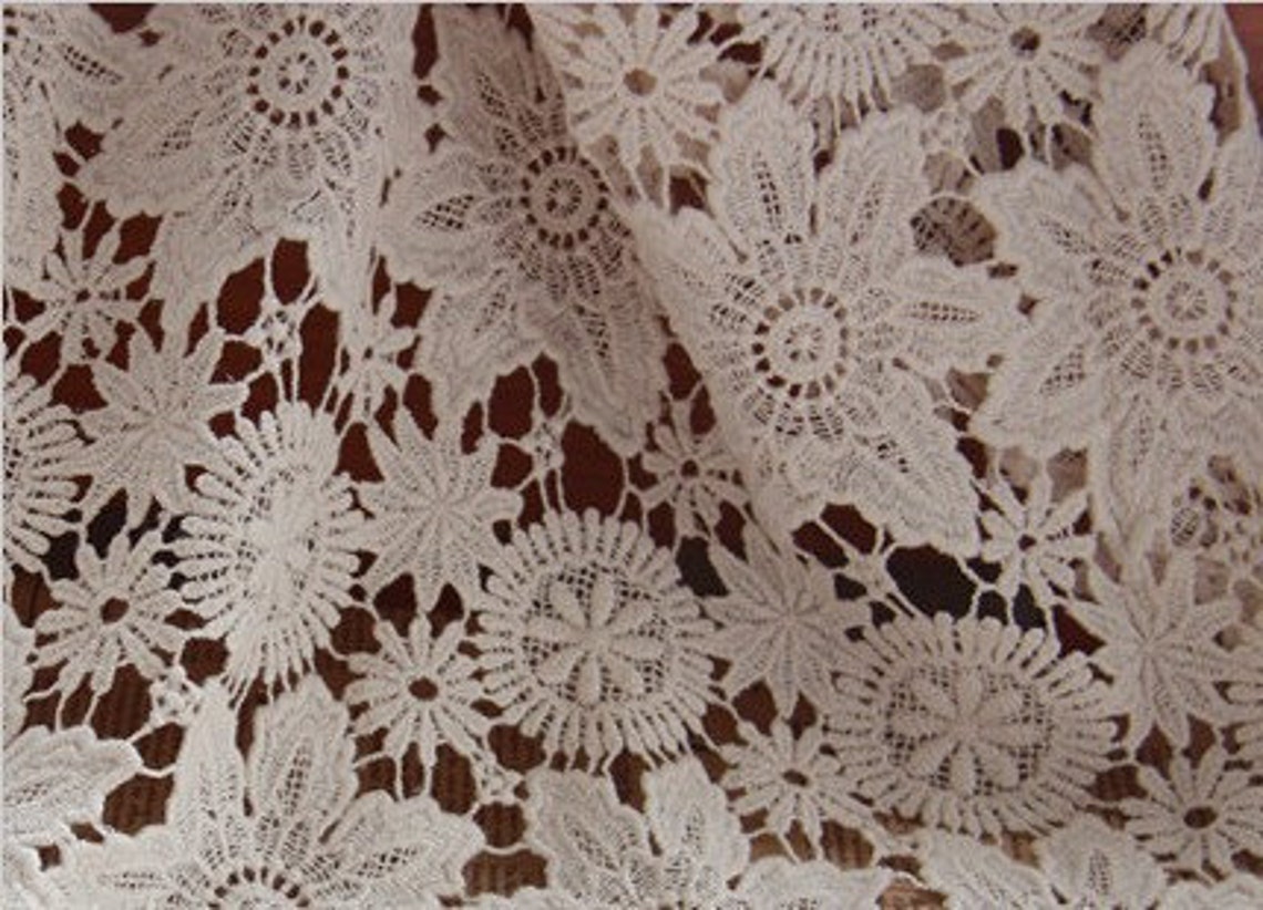 Cream Lace Fabric Cotton Lace Fabric Retro Floral Lace | Etsy