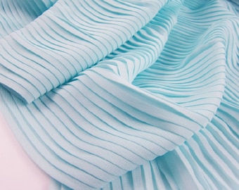 licht blauwe paneel van chiffon stof met geplooide chiffon stof, 3d geplooide chiffon stof, chiffon ruffle weefsel, chiffon paneel stof,