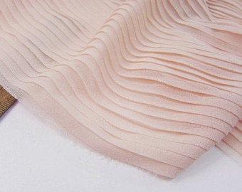 peach pink chiffon fabric, 3d pleated chiffon fabric, chiffon ruffle fabric