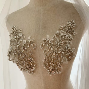 Deluxe rhinestone bodice applique, crystal applique for bridal, crystal bodice applique, haute couture rhinestone applique for fashion
