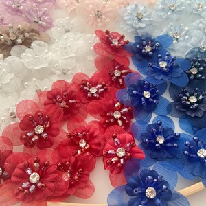 5pcs colorful handcrafted flowers applique for dress and couture, 3D florals lace applique for apareal supplies image 5
