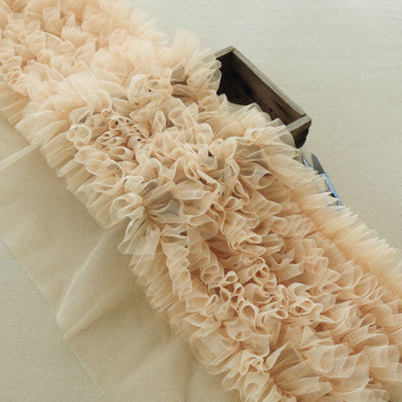extra dense ruffled trim, pleated tulle trim for tutu dress, cake dress, wedding puffy dress image 5