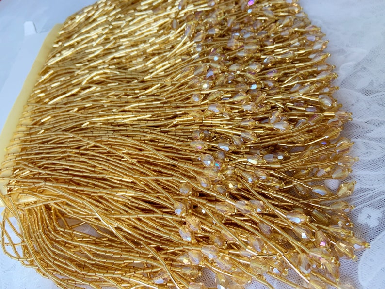 Green bead fringe tassel trim for dance costume haute couture dress trimming beading fringe