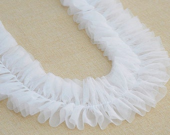 10yards off white ruffled tulle trim, frill trim, pleated mesh trim, tutu dress fabric, ruffle mesh, wedding decors, craft supply