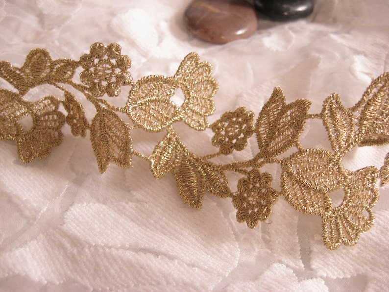 Gold Bridal Lace Trim Guipure Lace Trim metallic Gold Lace Etsy