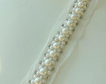 pearl bead trim with rhinestones, rhinestone and pearl bead belt by yards