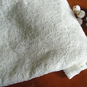 ivory Bridal lace fabric, alencon lace fabric, vintage floral lace fabric, wedding lace fabric, corded lace fabric