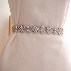 rhinestone bridal sash belt, wedding belt trim, rhinestone and pearl bead sash