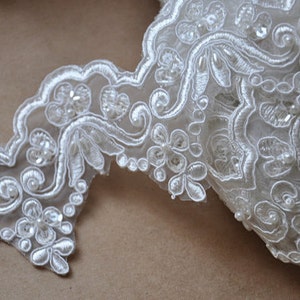 Ivory Corded And Beaded Lace Iris