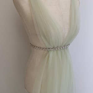 Light green Extra dense tulle fabric, high density Milan tulle, well drape tulle lace fabric