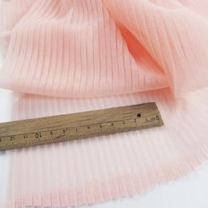peach pink tulle accordion pleated fabric, mesh accordion pleats fabric, Pleated mesh Panel fabric, ruffled tulle fabric,Vertical crease