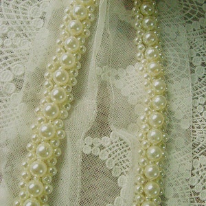 pearl beaded Trim,  rhinestone trim, bridal sash trim, jewelry trim, pearl beading trim,, luxury trim