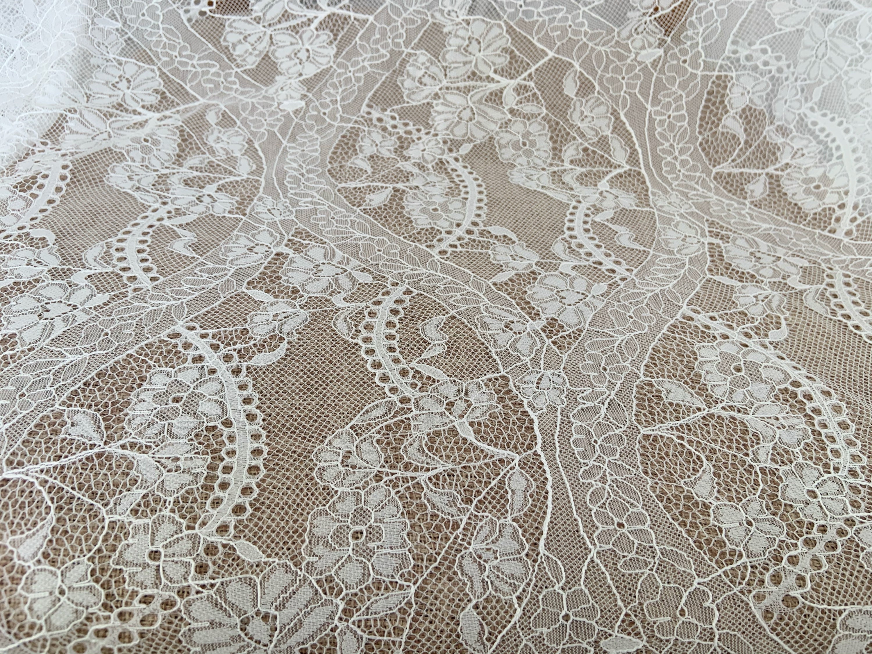 3 Meters Chantilly Lace Fabric With Chevron Florals - Etsy